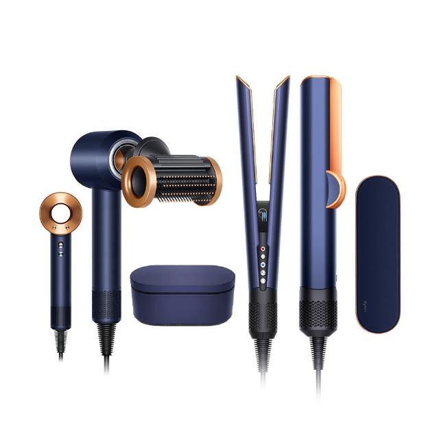 【dyson 戴森】HT01 二合一吹風直髮器+ HD15 吹風機禮盒版(普魯士藍色 超值組)