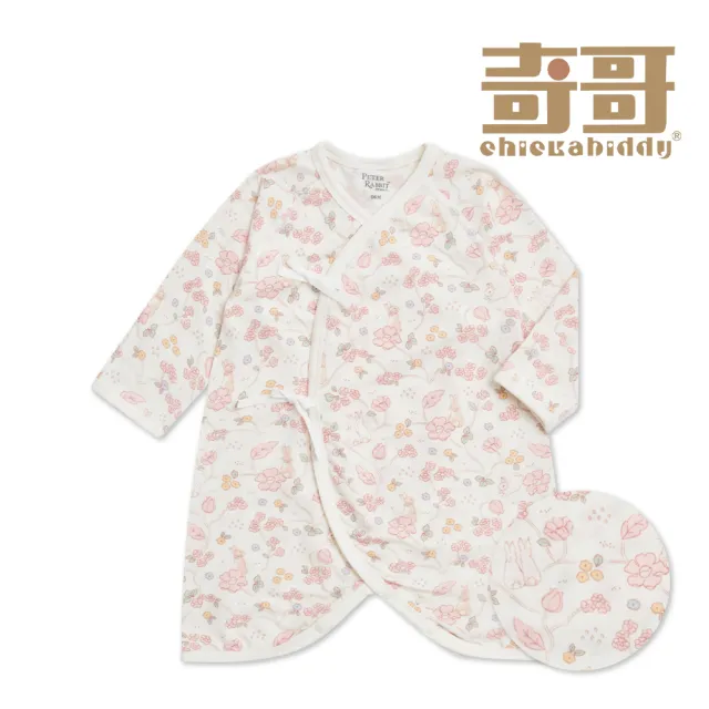 【奇哥】比得兔 嬰幼童裝 花徑小兔肚衣蝴蝶兔裝/包屁衣-美麗諾羊毛布(0-6個月)