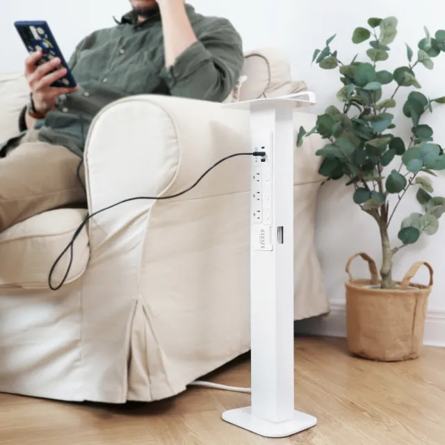 【aka】新極簡白時尚立式充電柱(電源塔/延長線柱/充電塔/站立式充電)