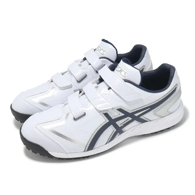 【asics 亞瑟士】棒壘球鞋 Neorevive TR 3 男鞋 白 藍 魔鬼氈 皮革 抓地 教練鞋 1123A042103