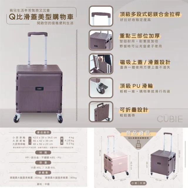 【CUBIE】滑蓋美型購物車/推車 小款(購物車/推車)