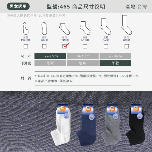 【SunFlower 三花】12雙組超透氣1/4毛巾底運動襪.襪子