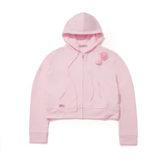 【MARDI MERCREDI】拉鍊短版連帽上衣 粉色 玫瑰 CROPPED HOODY ZIP UP ROSE