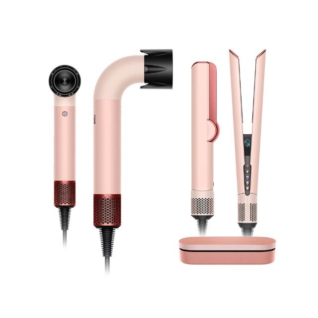 【dyson 戴森】HD17 精準造型 輕量吹風機(山櫻粉) + HT01 二合一吹風直髮器/離子夾(山櫻粉禮盒版)超值組
