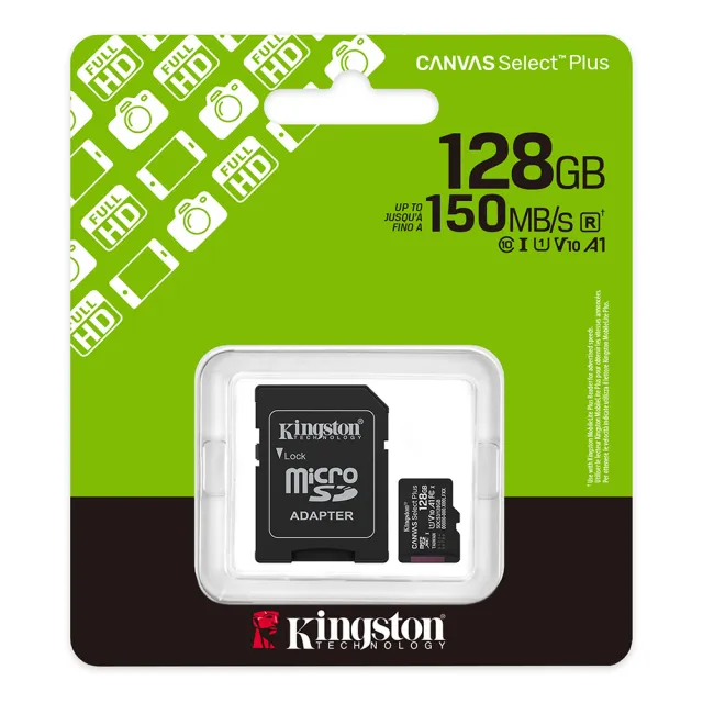 【Kingston 金士頓】128GB 150MB/s microSDXC UHS-I U1 A1 V10  記憶卡(SDCS3/128GB 平輸)