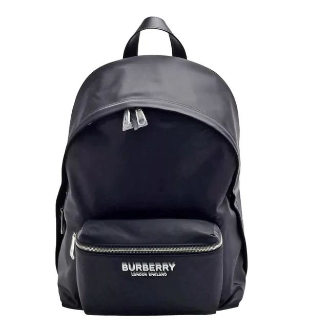 【BURBERRY 巴寶莉】經典品牌LOGO尼龍後背包(黑色8063495)