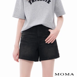 【MOMA】個性立體泡泡字母A字牛仔短褲(黑色)