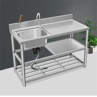 【匠俱】特厚加墻款 不銹鋼120cm洗台+平台水槽(4尺 左右兩用洗手台/洗碗槽/洗衣槽/流理台)