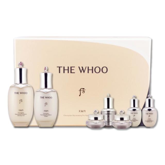 whoo後 天氣丹PRO光耀重生經典禮盒,為韓國專櫃正品,內含重生水、重生乳、精華、眼霜與重生霜,適合各種膚質使用,提供全面臉部與眼部保養,修復肌膚、煥發光采。 whoo后 天氣丹 PRO 光耀重生