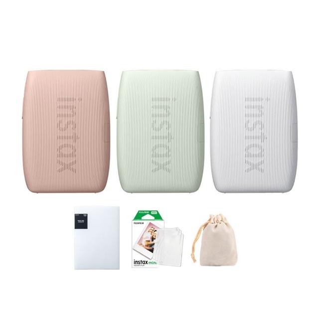 【FUJIFILM 富士】instax mini Link3 手機印相機 原廠公司貨(10張底片相本束口袋透明保護套20入組合)