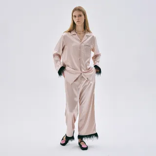 【MARDI MERCREDI】緞面長褲 粉色 鴕鳥毛 SATIN OSTRICH PANTS