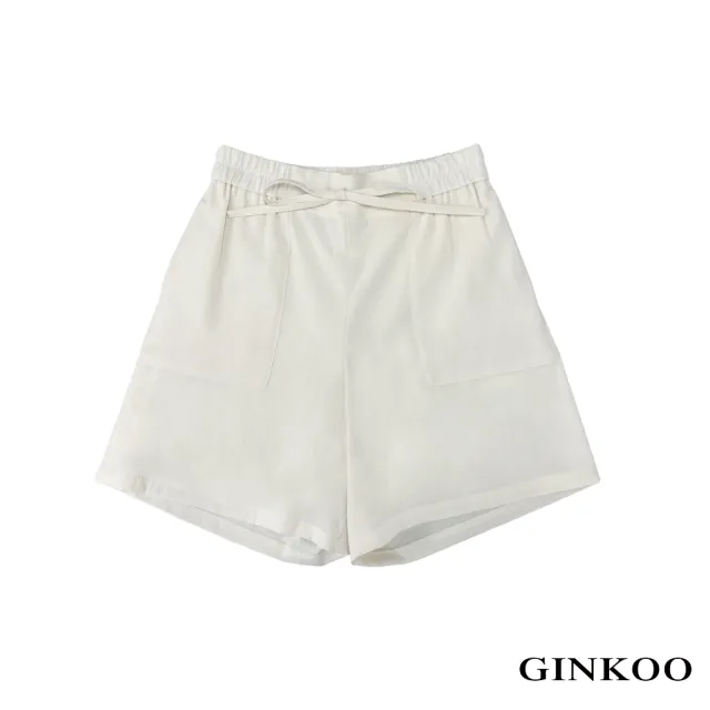 【GINKOO 俊克】假綁帶鬆緊短褲