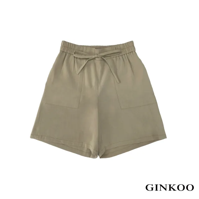 【GINKOO 俊克】假綁帶鬆緊短褲