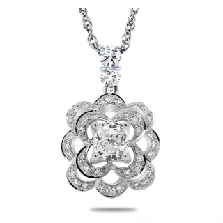 【Vividventure 亞帝芬奇】GIA 1克拉 DVVS2 天然鑽石 真鑽 項鍊 白金薔薇(PT950鉑金台+18K金鍊)