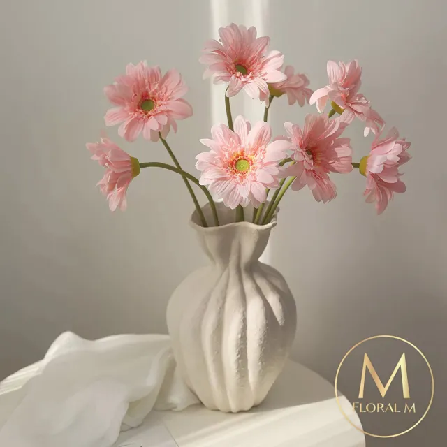【Floral M】夏日繽紛小太陽非洲菊甜蜜粉仿真花花材（3入組）(人造花/塑膠花/假花/裝飾花)