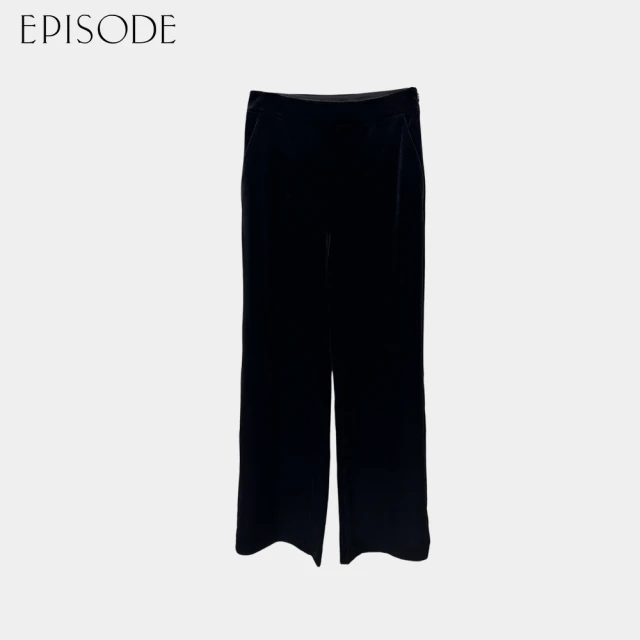 【EPISODE】光澤感絲絨垂順高腰闊腿褲135212（黑）