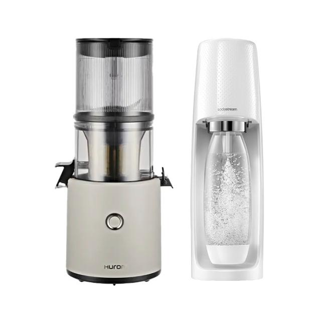 【HUROM】智能慢磨蔬果機(H-300E-IBBC03/BG/亞麻灰) + sodastream 氣泡水機 spirit