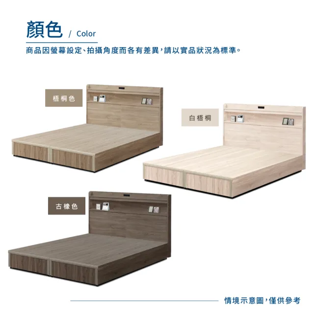 【A FACTORY 傢俱工場】直樹 日系美型 雙大6尺 機能插座房間二件組(床片+床底)