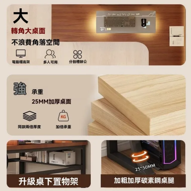 【匠俱】實木轉角電腦桌 140x80x75cm(L型電腦桌 轉角書桌 學習寫字書 書架一體書桌 拐角辦公桌)