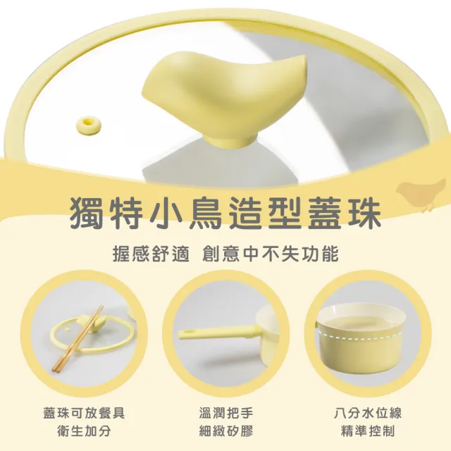 【德國Buderus】快樂鳥美型陶瓷厚底不沾鍋三件組(IH爐可用鍋)