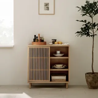 【iloom 怡倫家居】REMA 收納矮櫃 片木設計門板(收納櫃 櫃子 木櫃 拉門櫃)