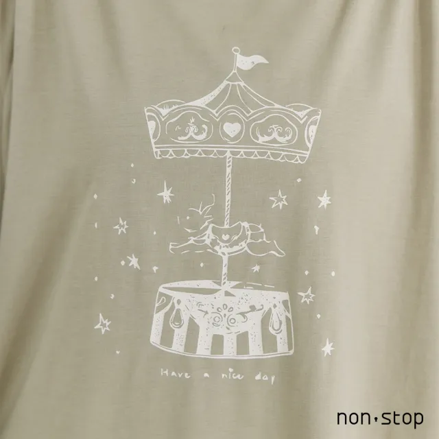 【non-stop】夢境旋轉木馬印花寬版T恤-2色