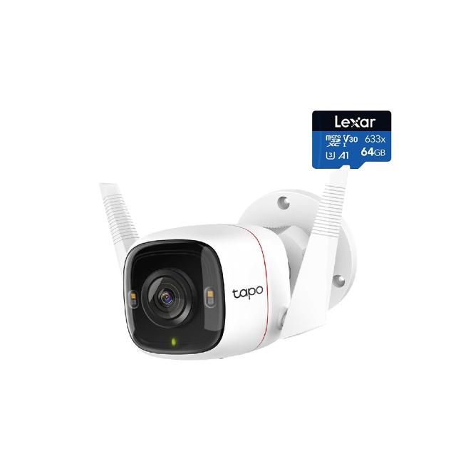 (64G記憶卡組)【TP-Link】Tapo C320WS 真2K 400萬畫素戶外無線網路攝影機 IP CAM(全彩夜視/IP66防水)
