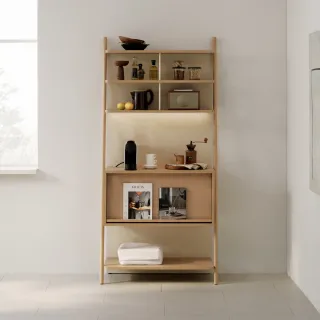 【iloom 怡倫家居】REMA 置物收納櫃 含LED燈(書櫃雜誌收納 收納櫃 餐櫥櫃 櫃子 木質櫃)