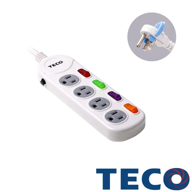 【TECO 東元】四開四插電源延長線1.8M(XYFWL24R6)