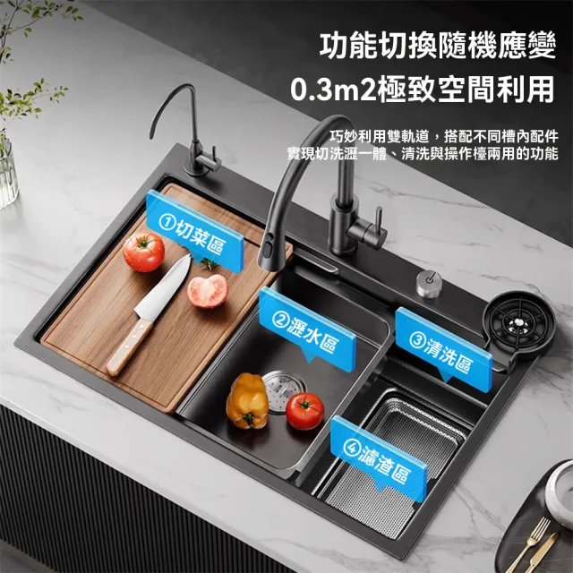 【匠俱】超厚5MM廚房濾渣多功能水槽 SUS304不鏽鋼大單槽(60*45家用洗菜盆/洗碗池/流理台)