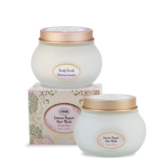 【SABON】官方直營 髮肌養護組(死海鹽頭皮磨砂膏300g+三效修護煥髮膜200ml)