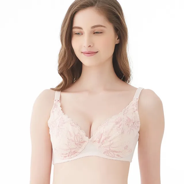 【Gennies 奇妮】哺乳內衣 沁涼蕾絲美型軟鋼圈內衣(粉)
