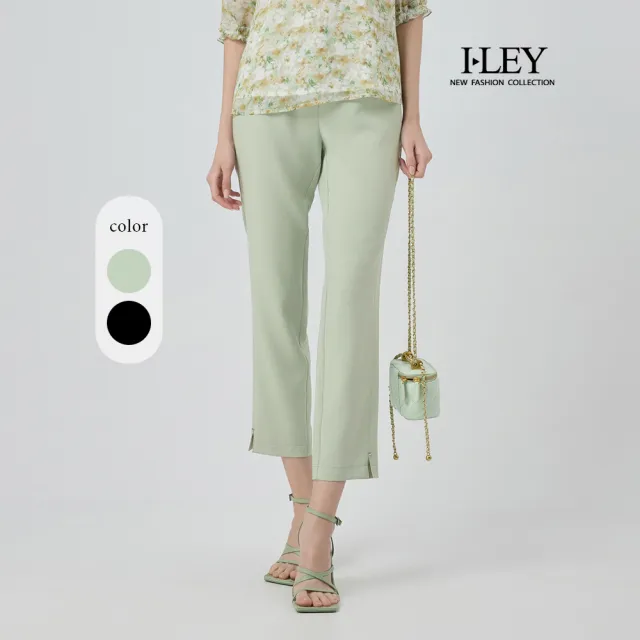 【ILEY 伊蕾】吸濕排汗九分窄管褲(兩色；M-2L；1252016356)