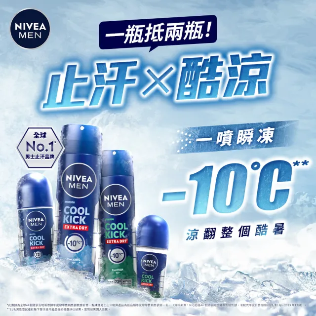 【NIVEA 妮維雅】男士止汗爽身噴霧瞬間酷涼系列-麝香(48H抑味爽身/-10度C順降)