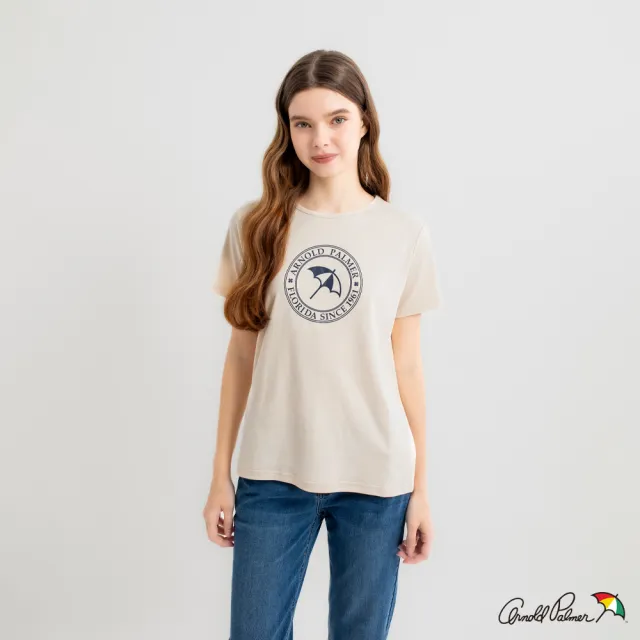 【Arnold Palmer 雨傘】男女裝-品牌經典刺繡印花親膚圓領T-shirt(多色)