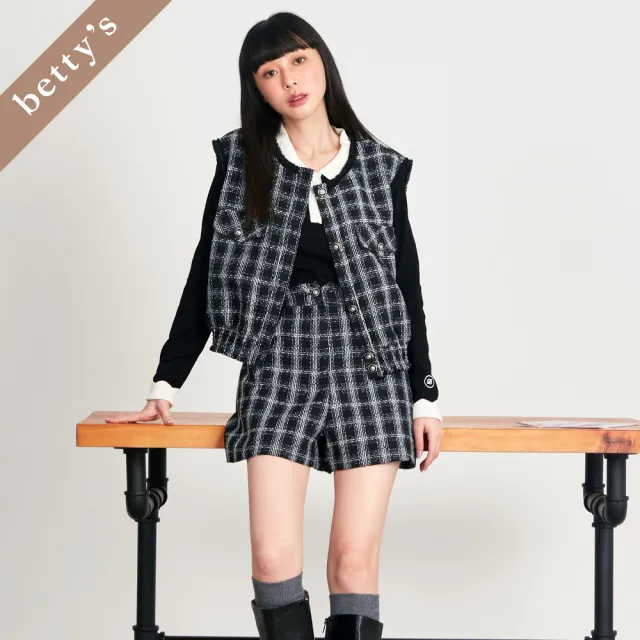 【betty’s 貝蒂思】出清品 小香風多彩織紋短褲(黑色)