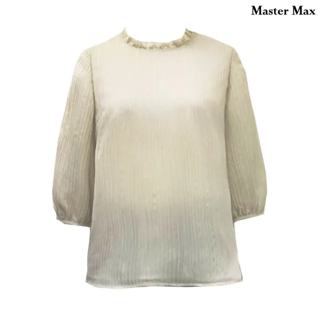 【Master Max】荷葉領木紋感七分袖雪紡上衣(8527021)