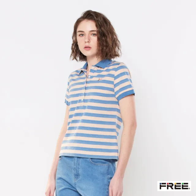【FREE】e.有機草木染條紋POLO衫(4色)