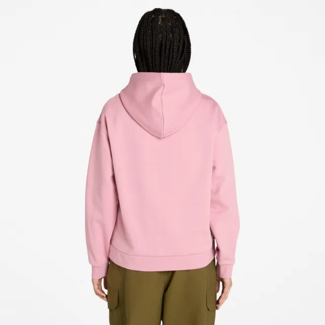 【Timberland】女款桃粉色寬版LOGO連帽上衣(A645YEYV)