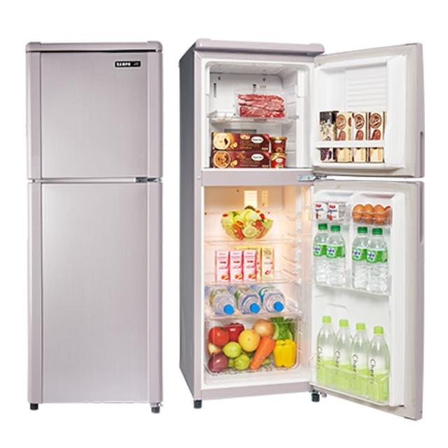 SAMPO 聲寶 140公升一級能效定頻冰箱 SR-C14Q Y9，採用奈米銀雙邊夾框設計，具備無霜冷凍功能，右開門設計，容量適中，適閤家庭使用。寬度66公分，節能省電，提供保固服務，是現代家庭的理想選擇。