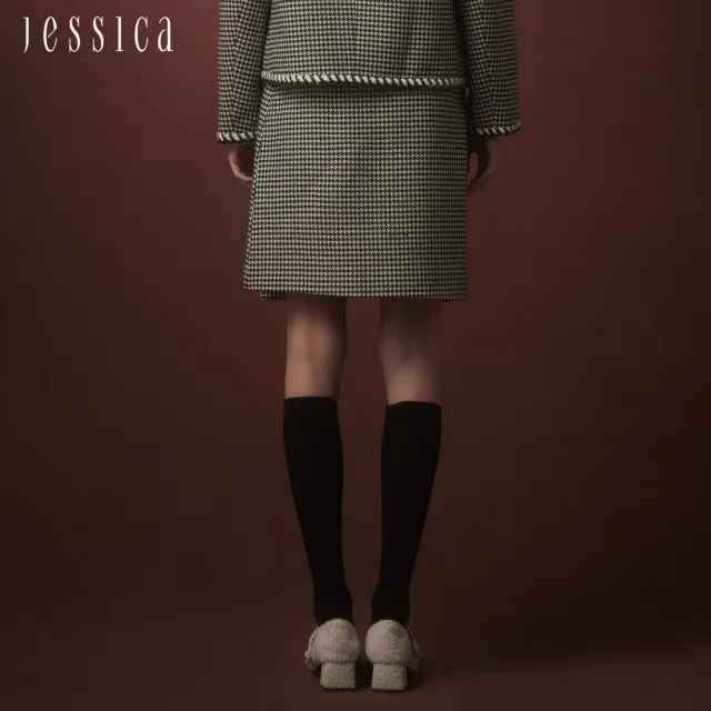 【JESSICA】出清品 復古千鳥格紋顯瘦小香風半裙235102