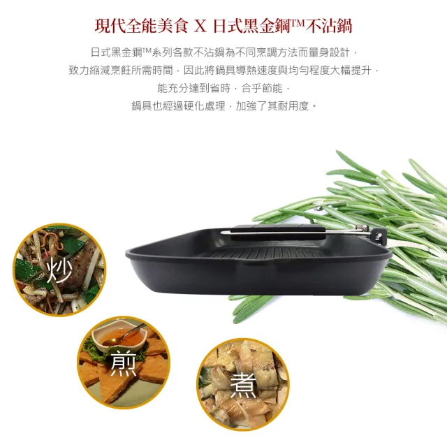 【PERFECT 理想】日式黑金剛折疊煎盤24cm(台灣製造)