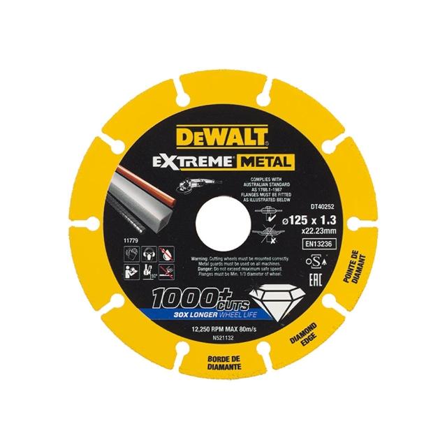 【DEWALT 得偉】EXTREME METAL超強鑽石金屬鋸片125x22.23x1.3mm(DT40252-QZ)