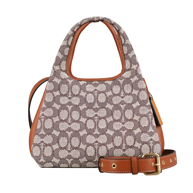 【COACH】COACH Lana 23經典刺繡手提/斜背包(棕)