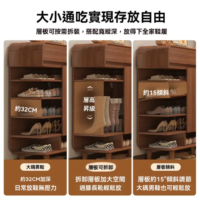 【金色陽光】15mm實木圓角 三門三抽 120*32*112cm(鞋櫃 鞋架 實木鞋櫃 玄關櫃 置物架 收納櫃 預購12天)