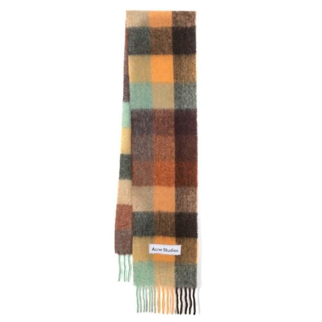 【Acne Studios】Mohair Checked 馬海毛格紋 圍巾 栗子棕/黃/綠色 CA0084.BO8