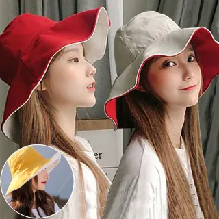 【Seoul Show 首爾秀】雙面戴素面大帽簷漁夫帽四季防曬遮陽帽(防曬遮陽)