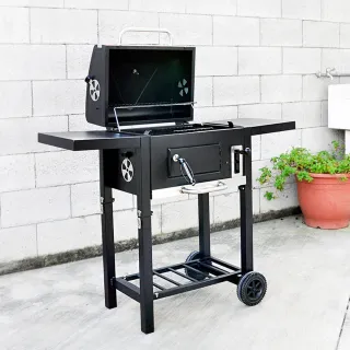 【LOGIS】戶外家用可折煙燻碳烤爐(悶烤爐 燒烤爐 木炭烤肉架)