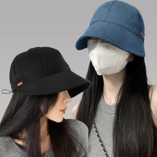 【Seoul Show 首爾秀】斜紋皮標束口棒球帽四季漁夫帽防曬遮陽帽(防曬遮陽)