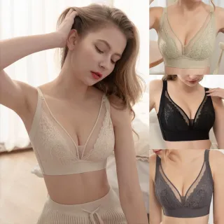 【beaulace 薄蕾絲】2件組-深V網紗無鋼圈透膚性感蕾絲無鋼圈內衣 慾望心機 雙12必買推薦(B-F罩杯都可穿)